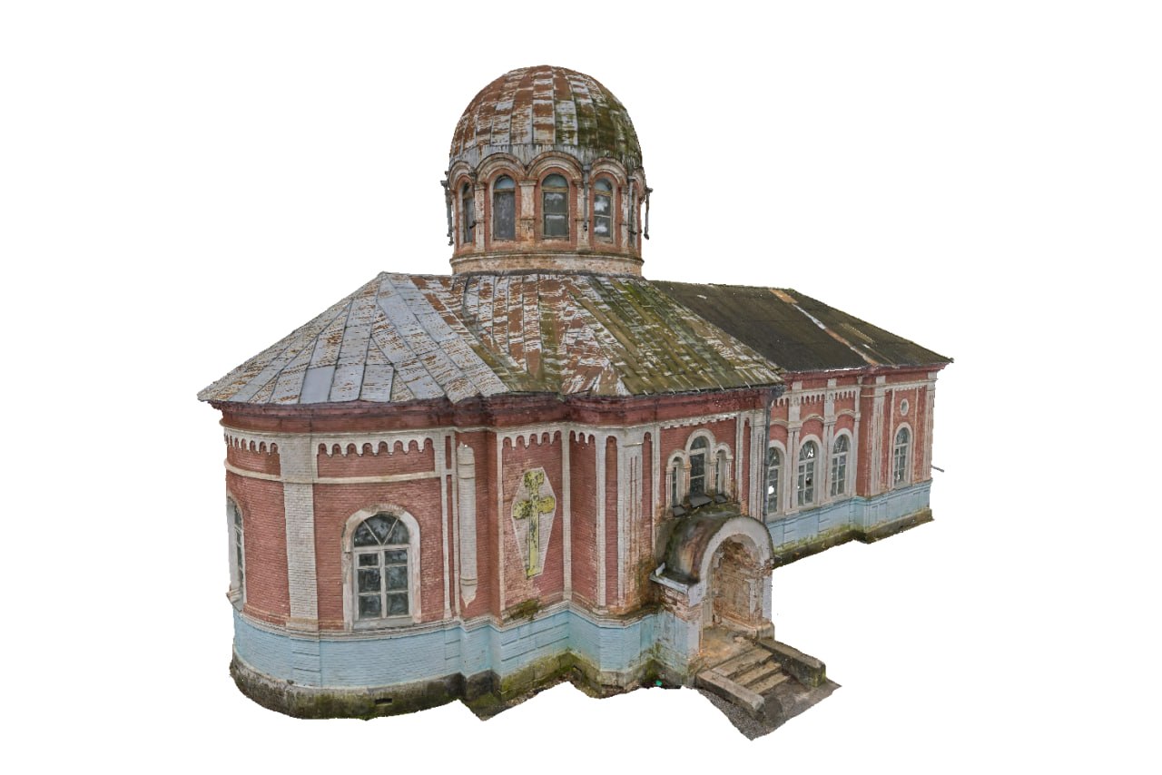 3D-модель фасада Церкви Казанской иконы Божией Матери в с. Тарское, созданная по данным сканирования